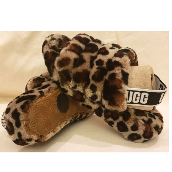 UGG Fluff Yeah Leopard Sling Back Slippers Lamb Fur Throughout Size-8 - Picture 8 of 9